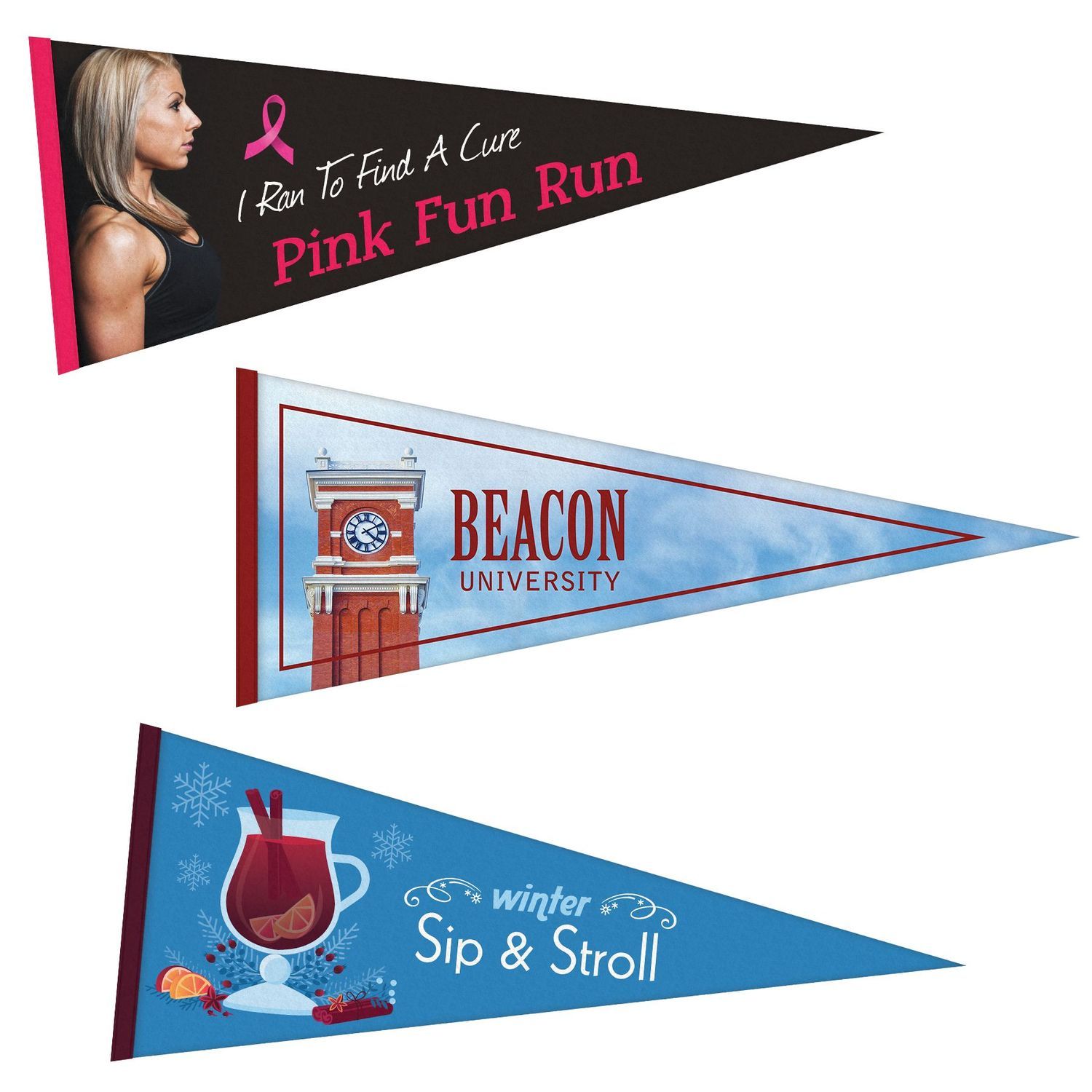 Custom Digitally Printed Single Side Felt Pennant 12" x 30"